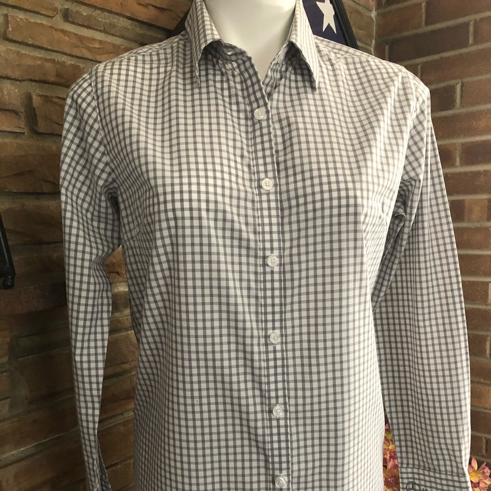 White & Grey Check Button Down - image 1